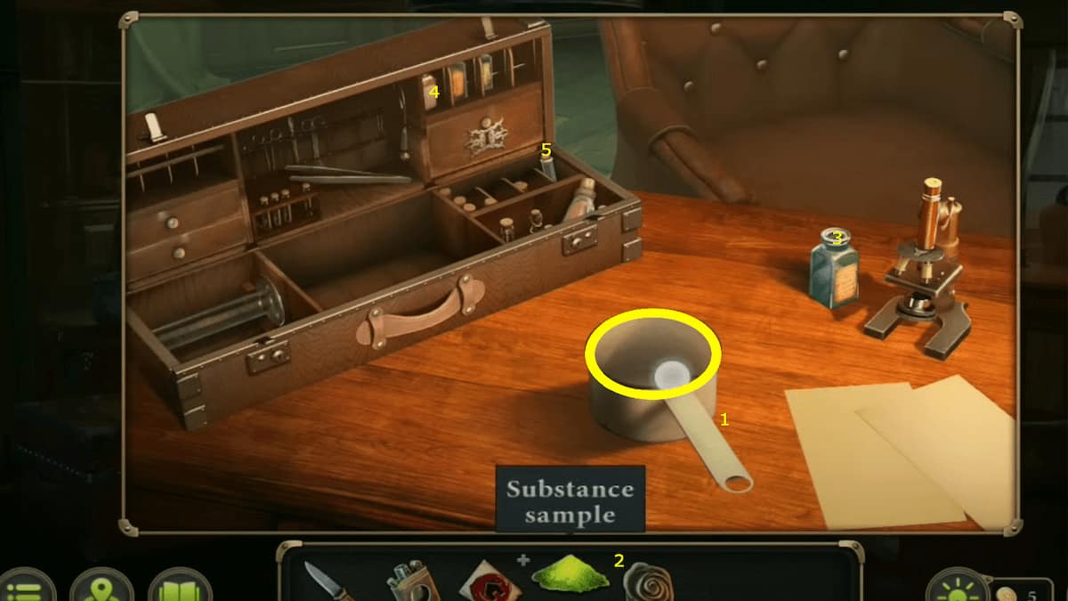 Testing the substance sample in Mystery Detective Adventure