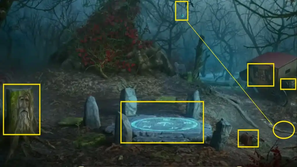 Woods ritual stone area points of interest in Mystery Detective Adventure