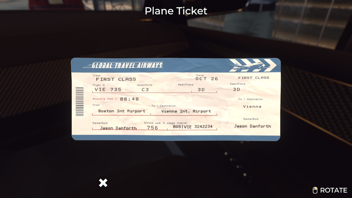 Finding the plane ticket in Nancy Drew: Midnight in Salem