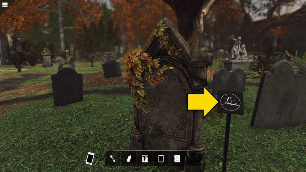 The Hathorne grave for the app in Nancy Drew: Midnight in Salem