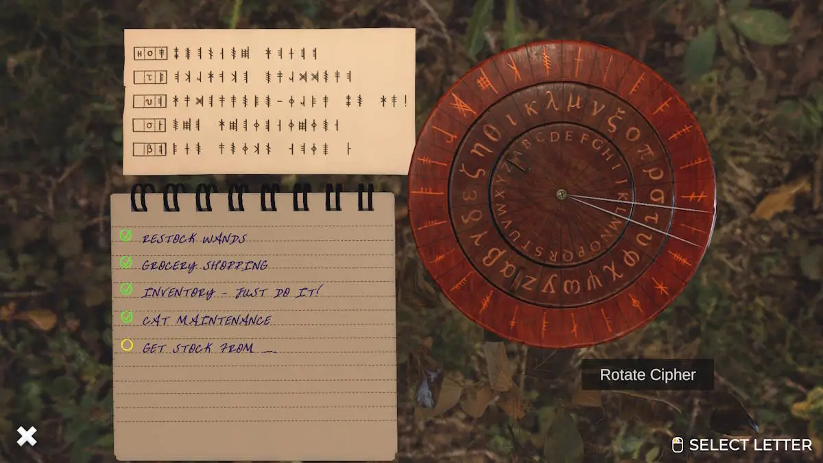 The cipher code almost complete in the cemetery in Nancy Drew: Midnight in Salem