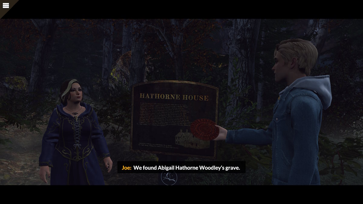 Confronting Olivia in the cemetery in Nancy Drew: Midnight in Salem