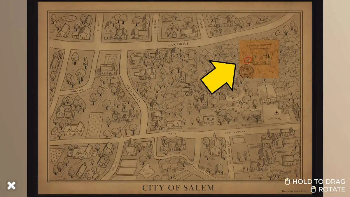 Using the old map of Salem in Nancy Drew: Midnight in Salem