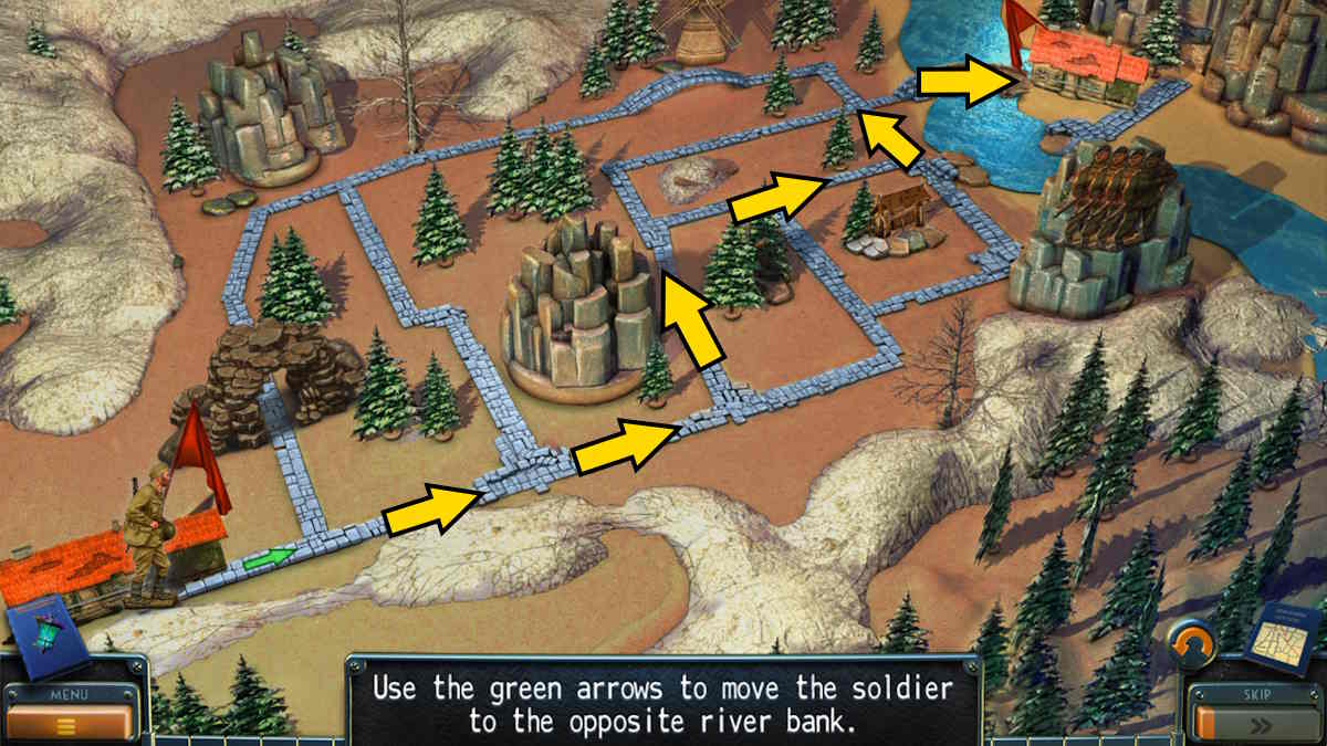 The correct path for the soldier in the diorama in New York Mysteries 3: The Lantern of Souls