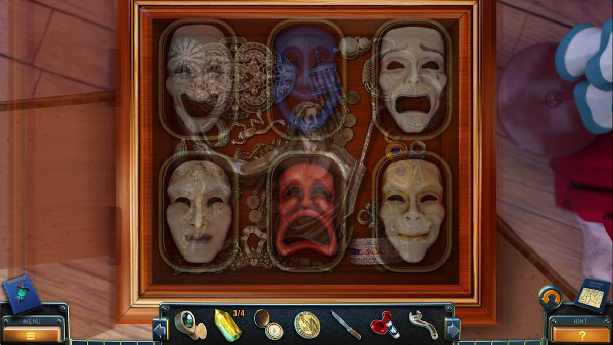 The correct order for the masks puzzle in New York Mysteries 3: The Lantern of Souls