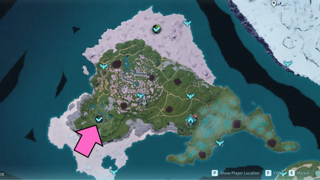 Map location of alpha boss Knocklem in Palworld