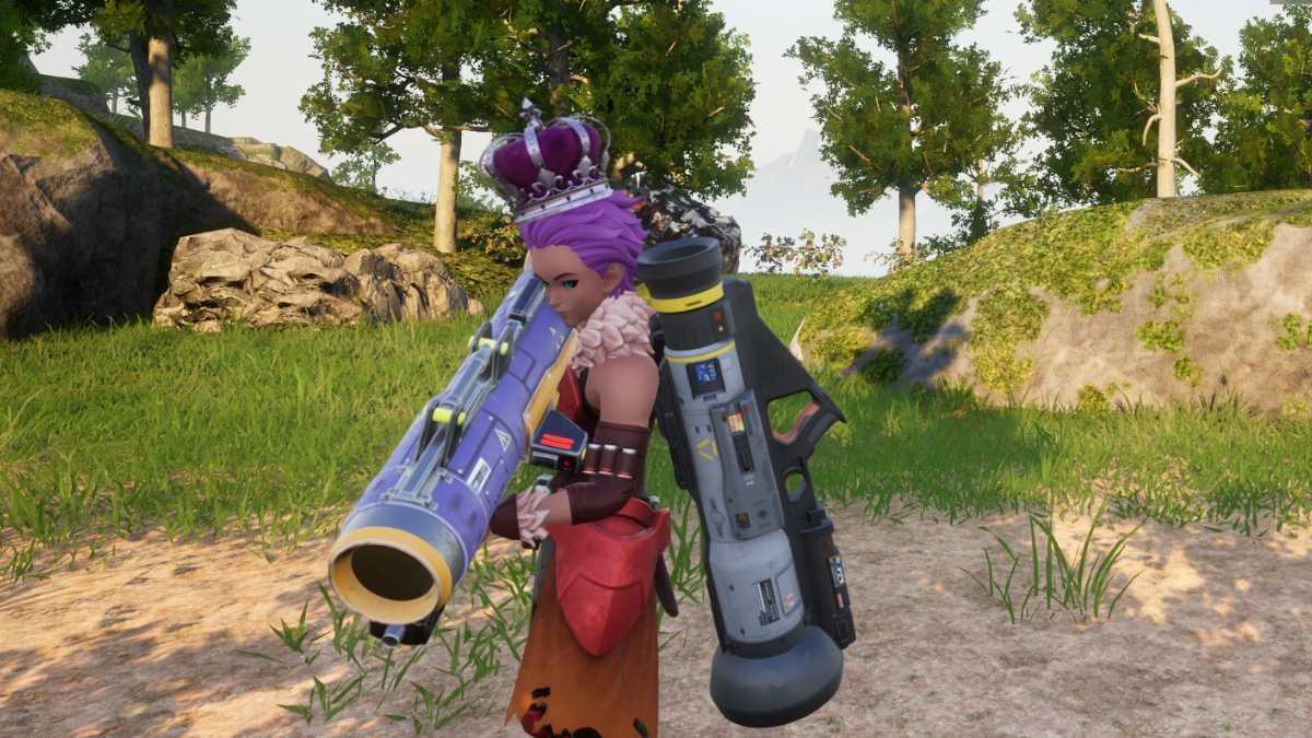A character carrying the Meteor Launcher in Palworld