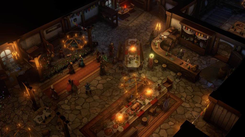 The post victory celebration begins in Pathfinder: Wrath of the Righteous - A Dance of Masks