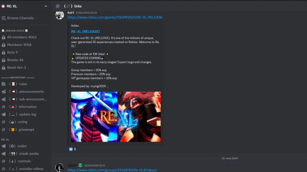 Re: XL Discord Server showing links channel