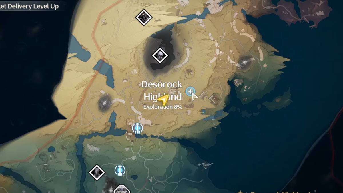 Desrock Highland Surveillance Station location marked on the Wuthering Waves map