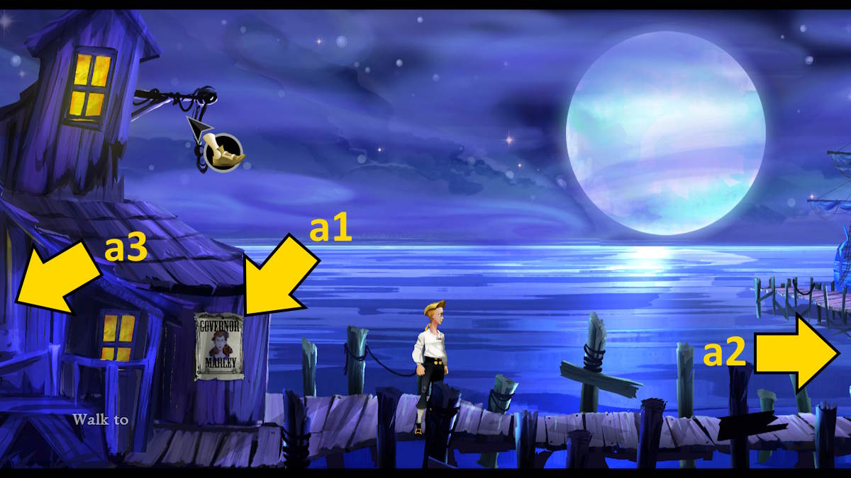 Reading the poster in town in The Secret of Monkey Island: Special Edition