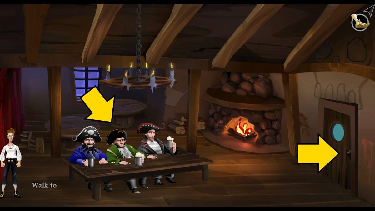 Meeting the important looking pirates in The Secret of Monkey Island: Special Edition