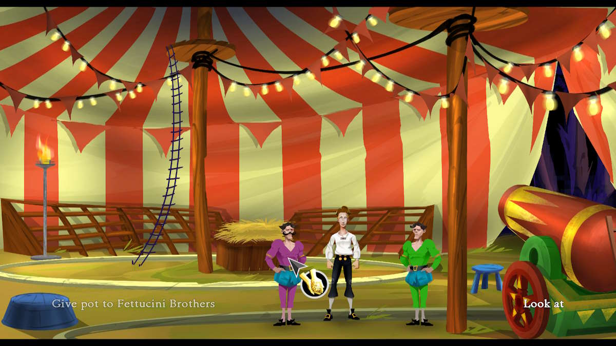 Talking to the circus brothers in The Secret of Monkey Island: Special Edition