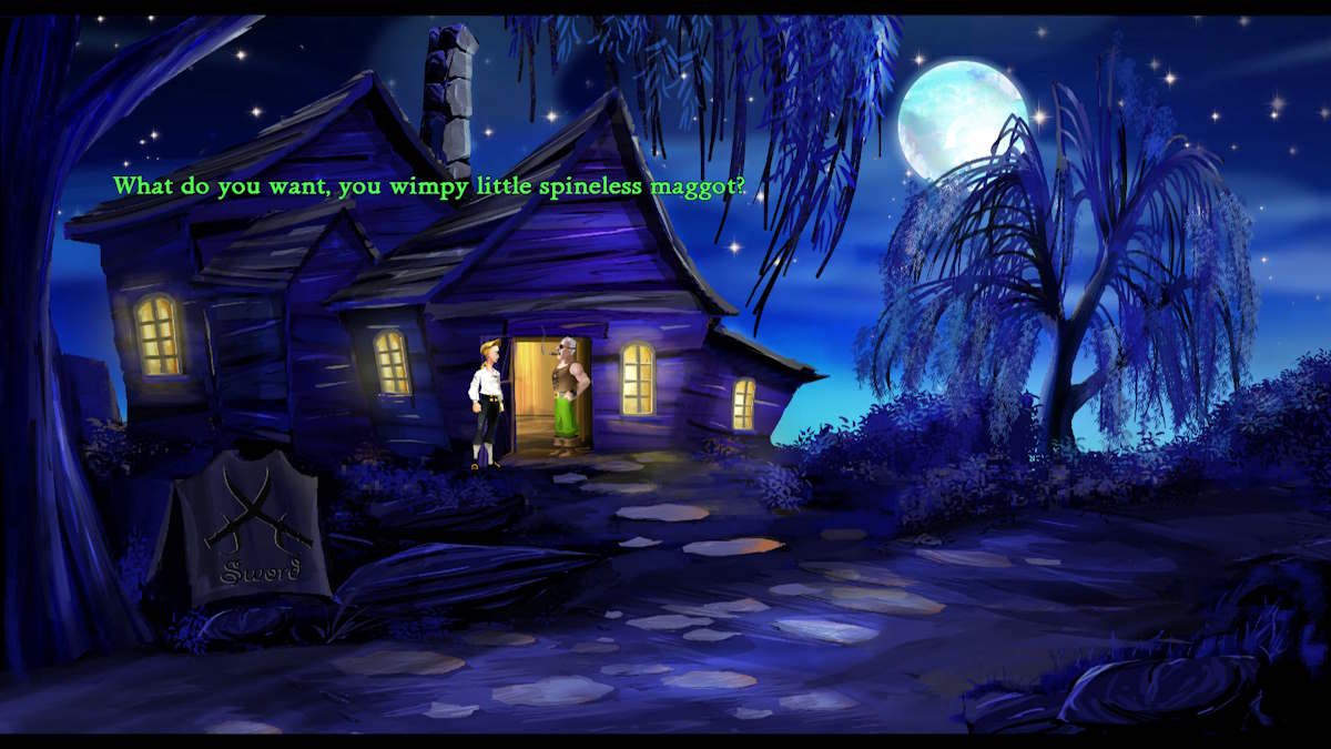 Talking to the sword trainer in The Secret of Monkey Island: Special Edition