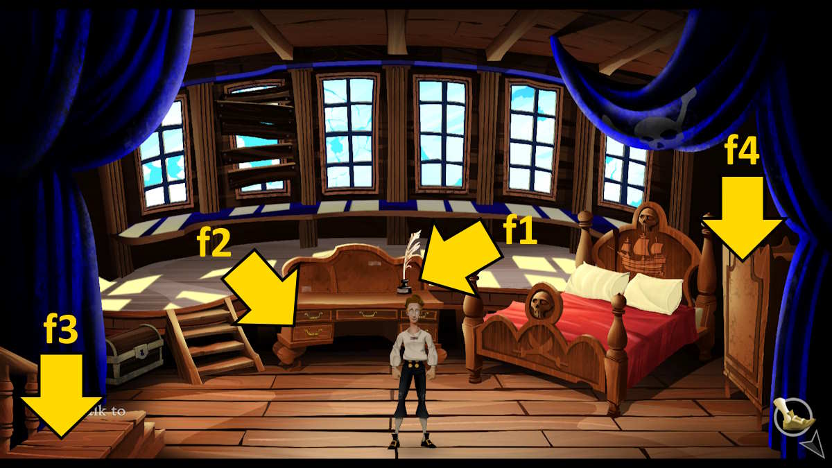 Exploring the cabin in The Secret of Monkey Island: Special Edition