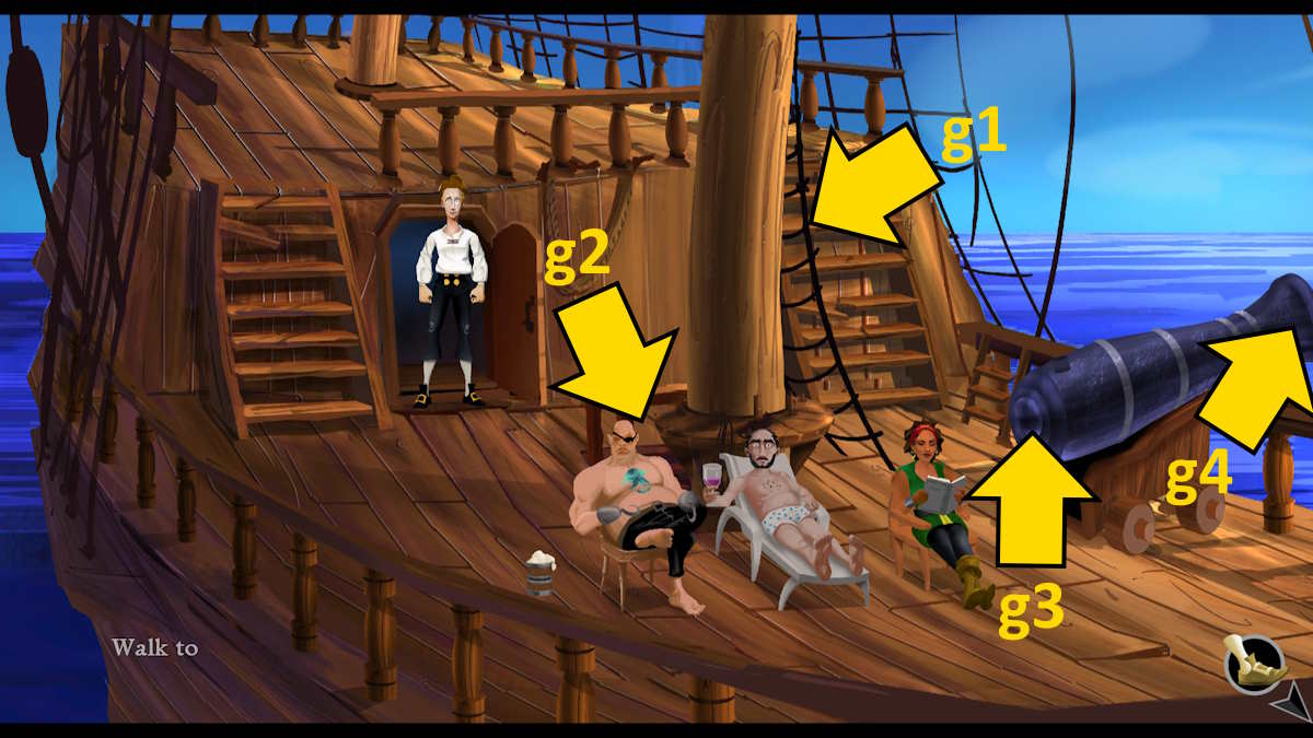 Exploring the deck in The Secret of Monkey Island: Special Edition