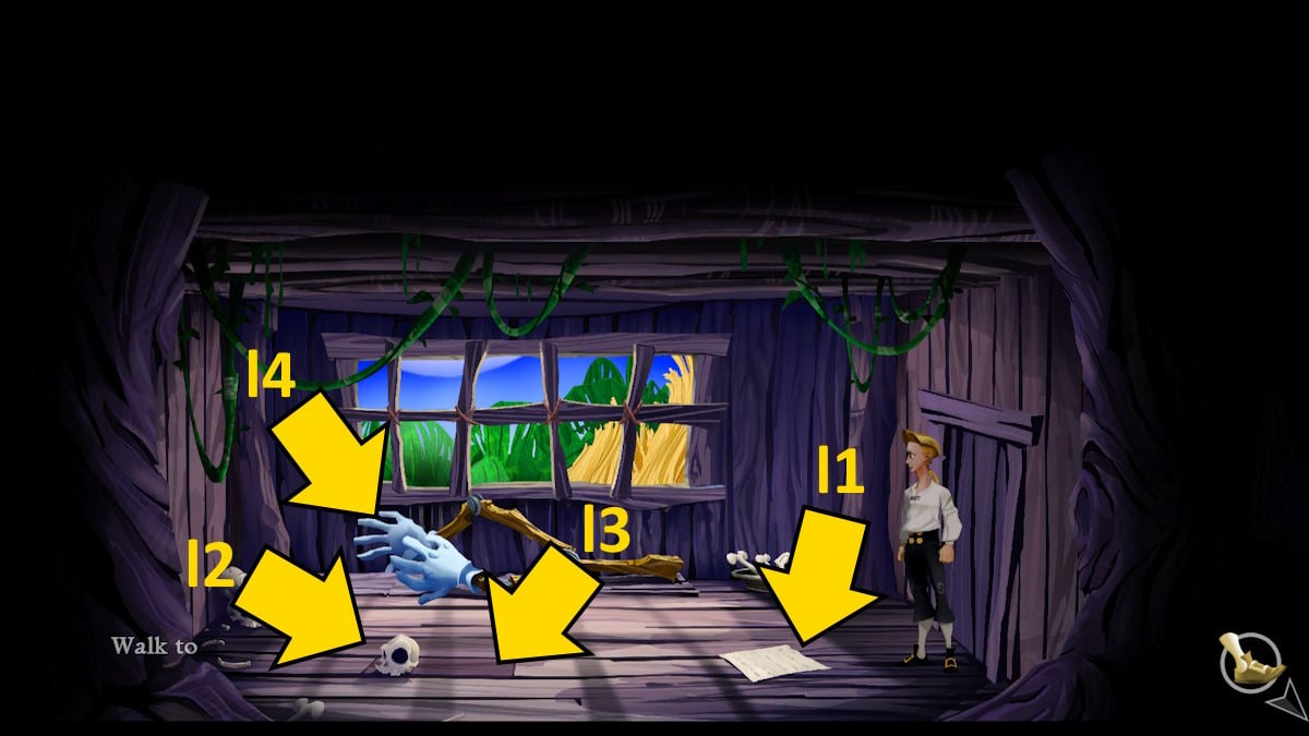 Stuck in prison in the cannibal village in The Secret of Monkey Island: Special Edition