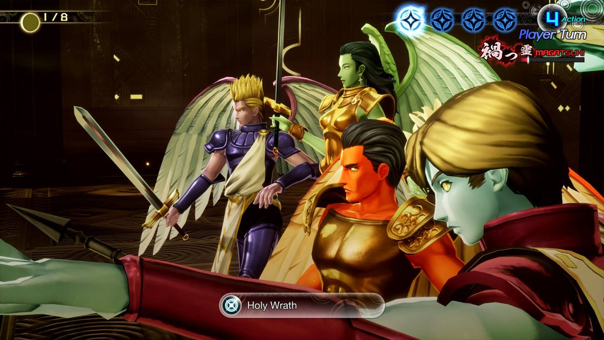 Characters getting ready to attack in Shin Megami Tensei V