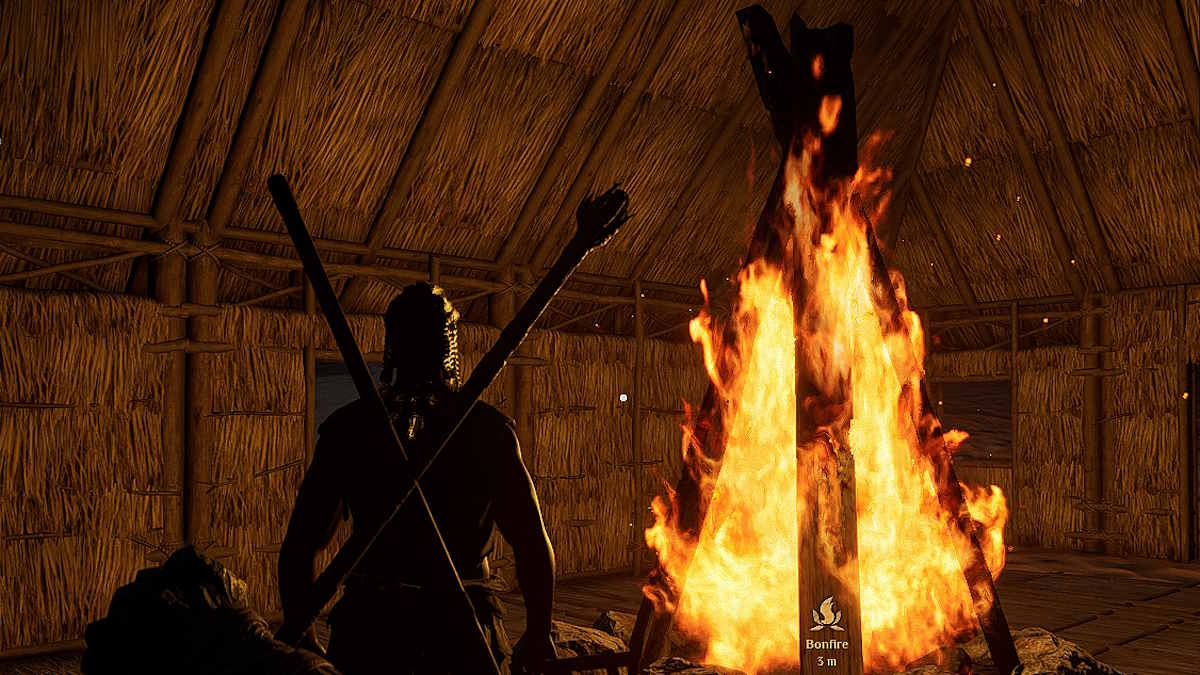 Looking at a bonfire in Soulmask