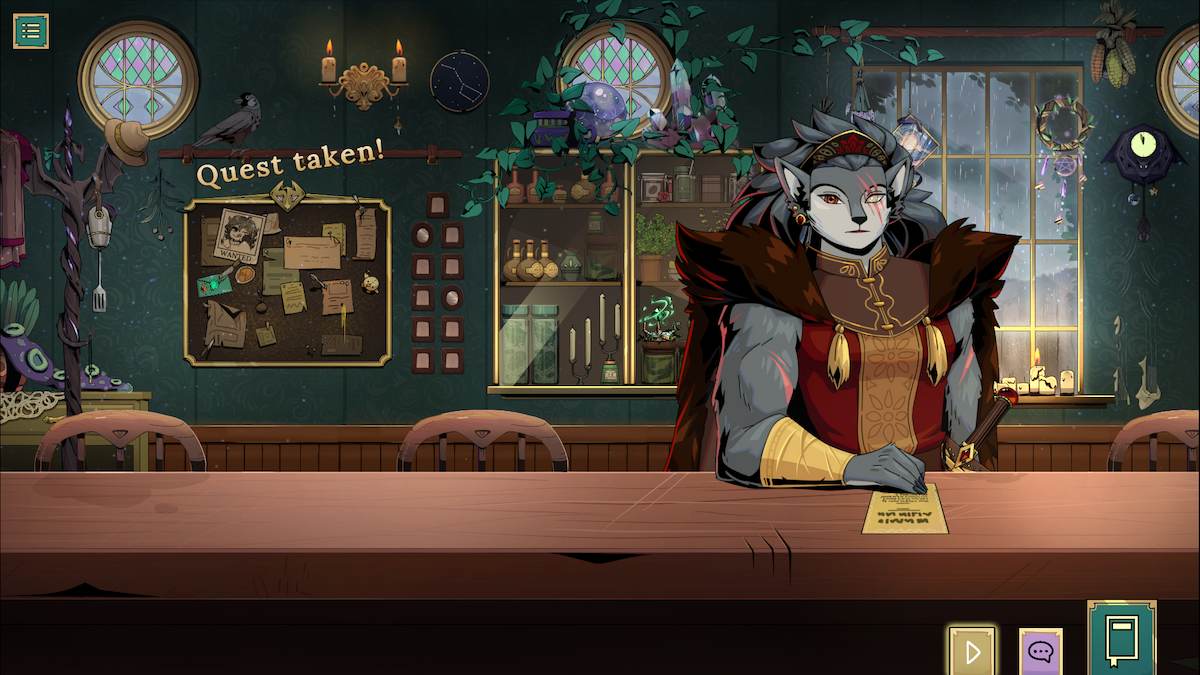Caerlin taking a quest in Tavern Talk. 