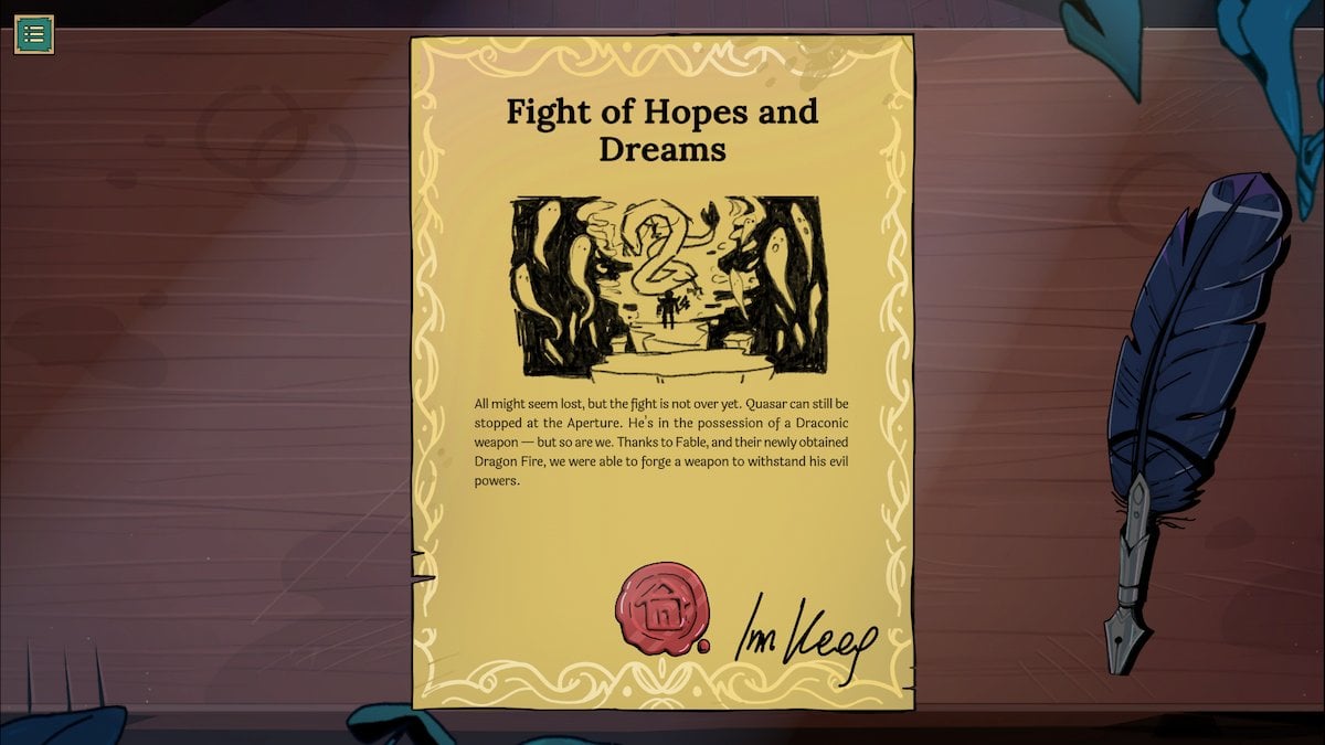 The Hopes and Dreams quest in Tavern Talk.