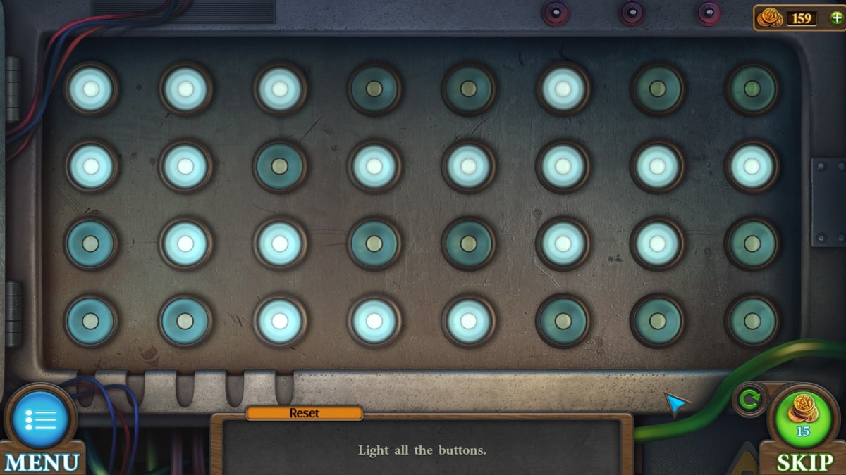Light button puzzle in Tricky Doors fifth world, Amusement Park