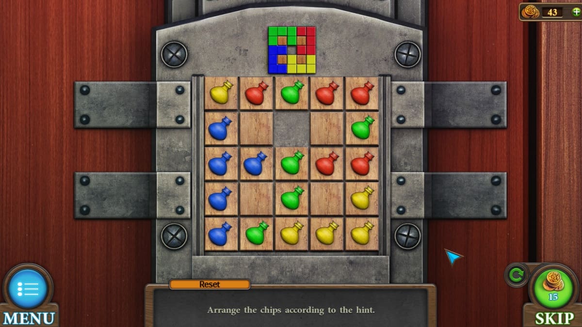 Potion chips puzzle in Tricky Doors ninth world, Antique District