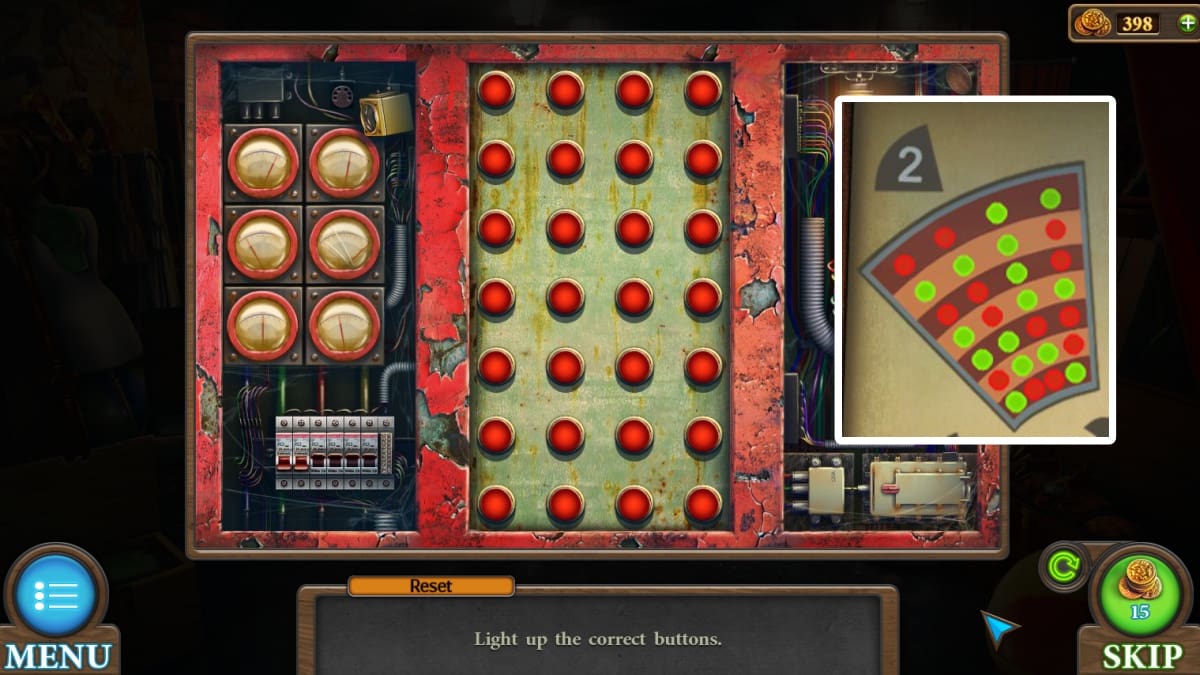 Light up button puzzle in Tricky Doors eleventh world, Circus