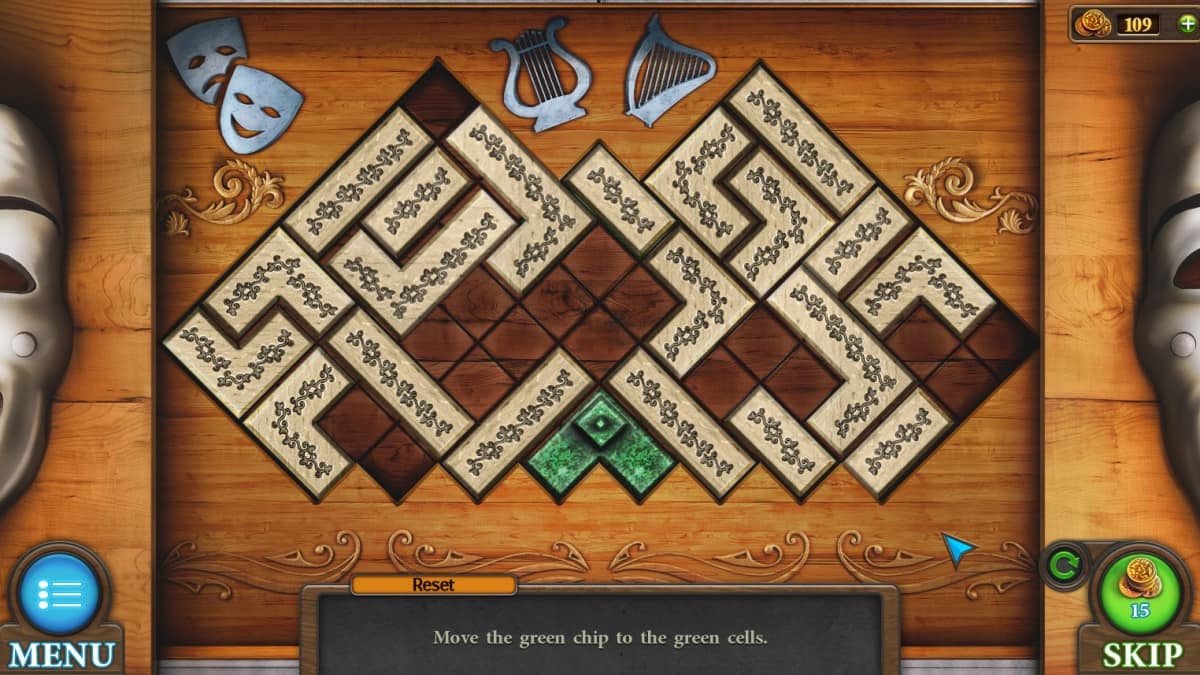 Green chip puzzle in Tricky Doors eighth world, Theater