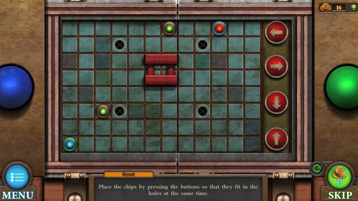 Chip movement puzzle in Tricky Doors tenth world, Train
