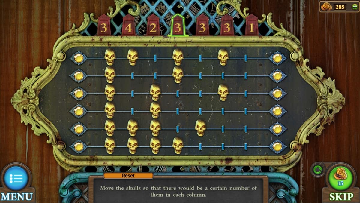 Skull door puzzle in Tricky Doors thirteenth world, Vampire's Castle