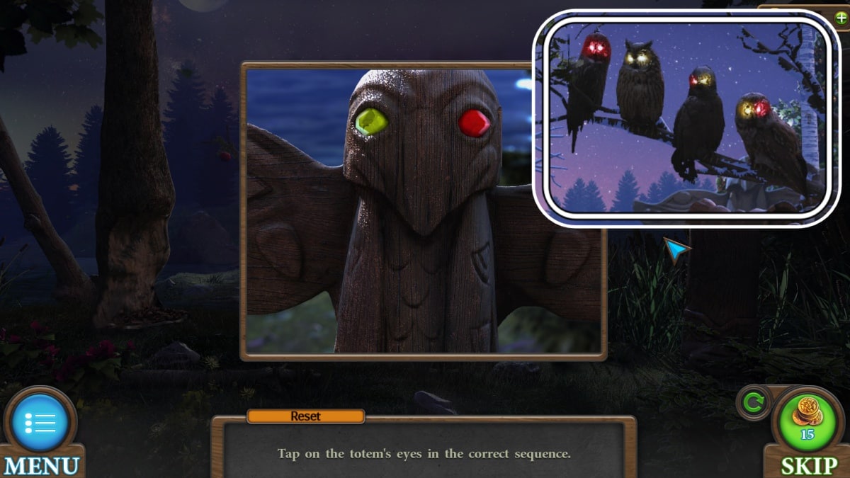 In Tricky Doors first world, Magic World, the totem puzzle with solution.