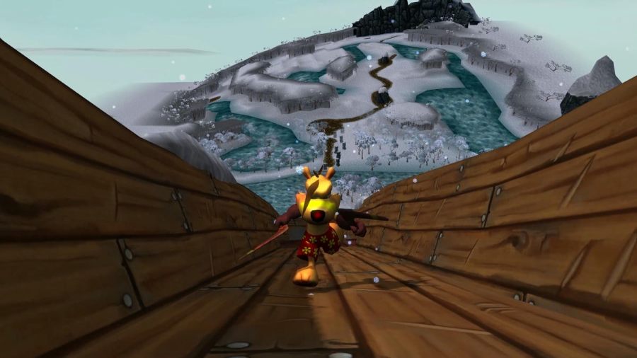 TY The Tasmanian Tiger running up a ramp