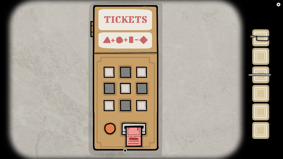 The completed nine-button ticket machine puzzle in Underground Blossom