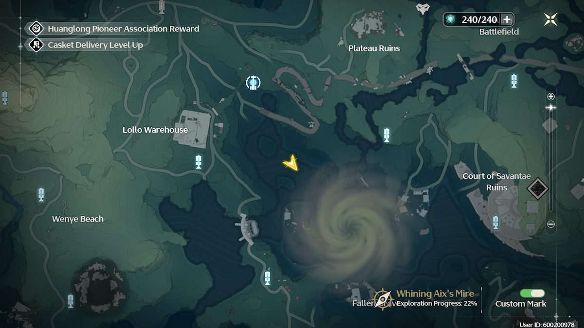 The map location for the Daybreak landscape in Wuthering Waves. 