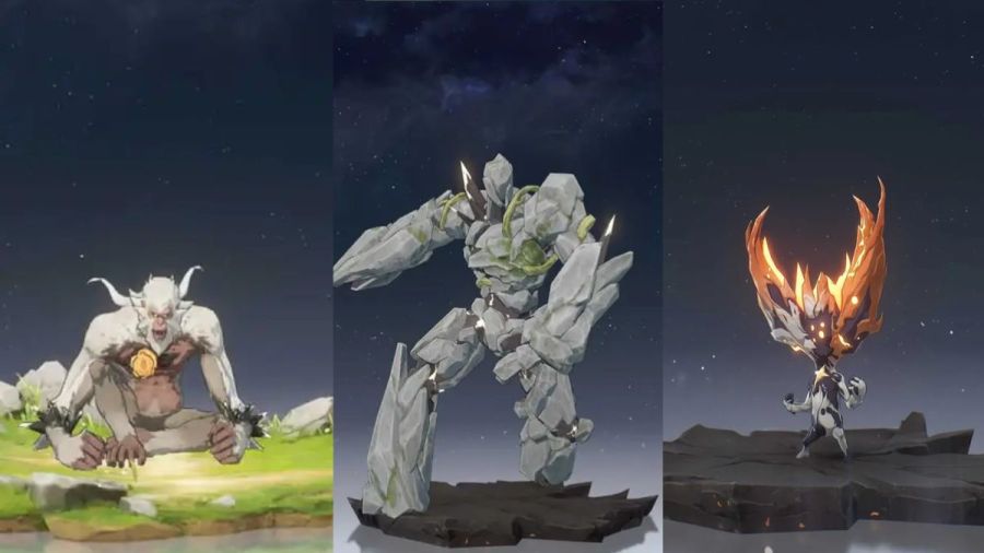 Rejuvenating Echoes in Wuthering Waves featuring Hoochief (left), Rocksteady (Center) and Snip Snap (Right)