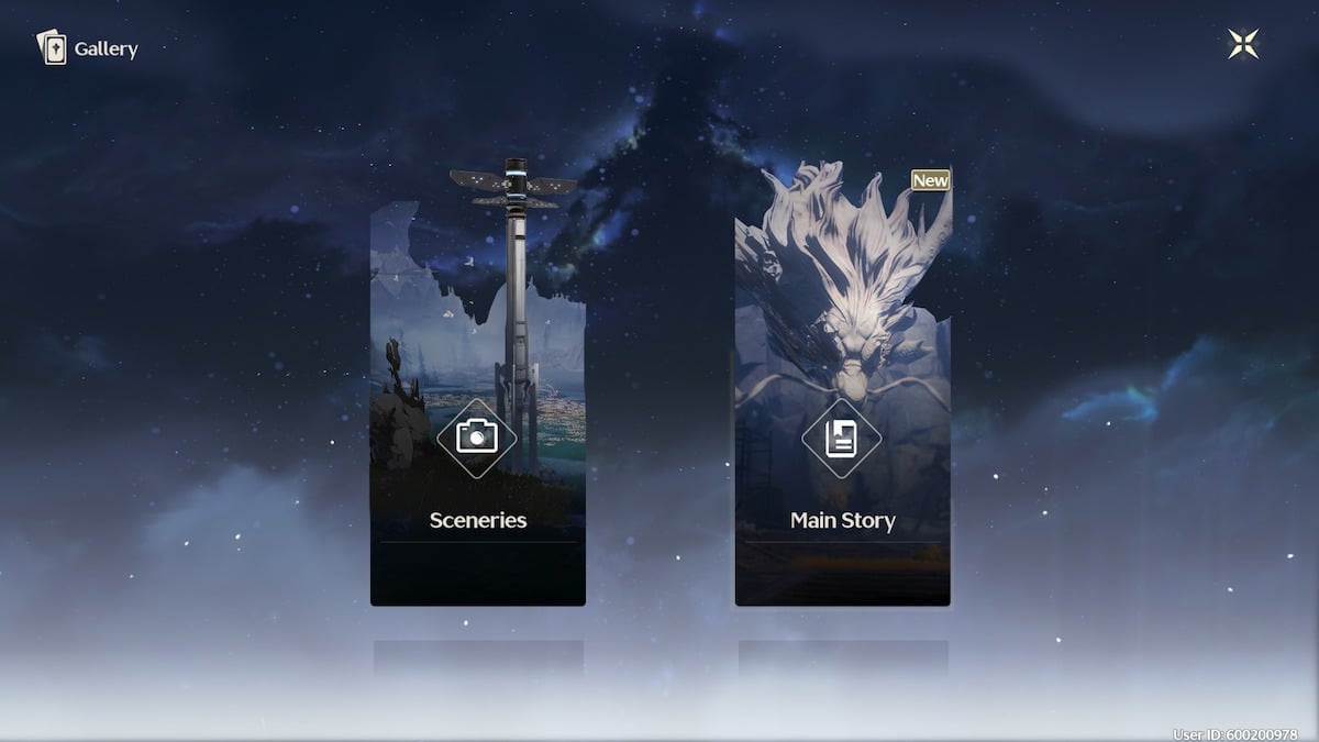 The gallery in the Wuthering Waves player menu.