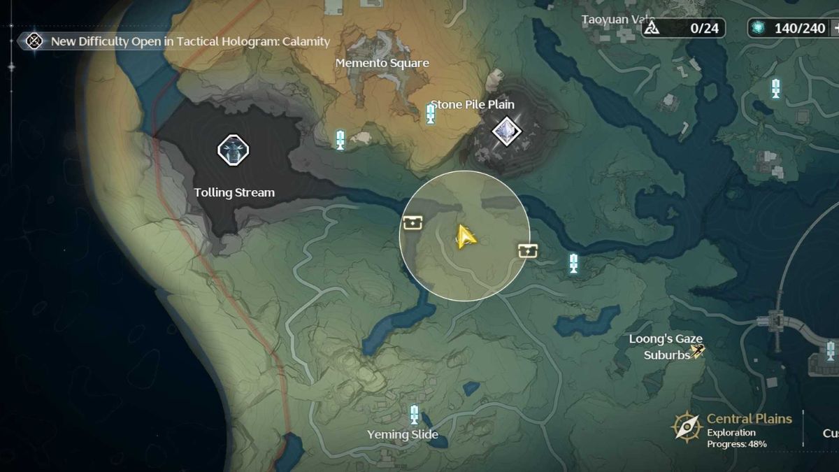 Wuthering Waves map open with Loot Mapper activated