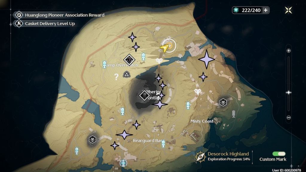 The first part of the Sun-sinking Echo farming map in Wuthering Waves.