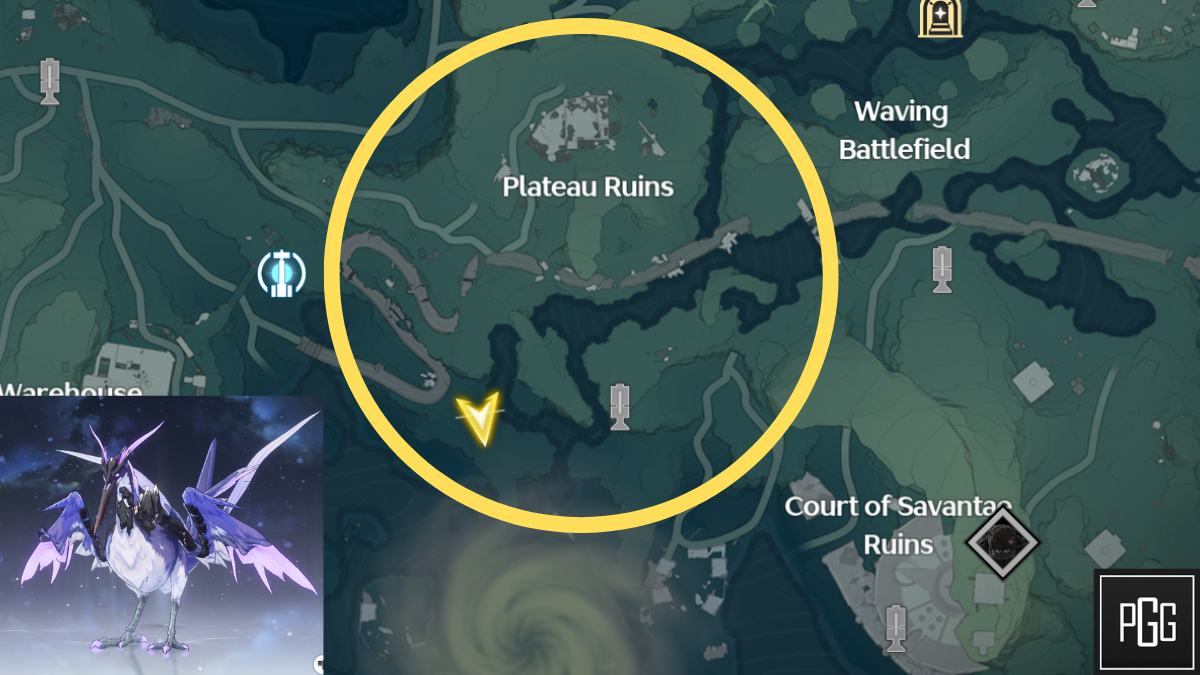 Map location of Violet Feathered Heron in Wuthering Waves