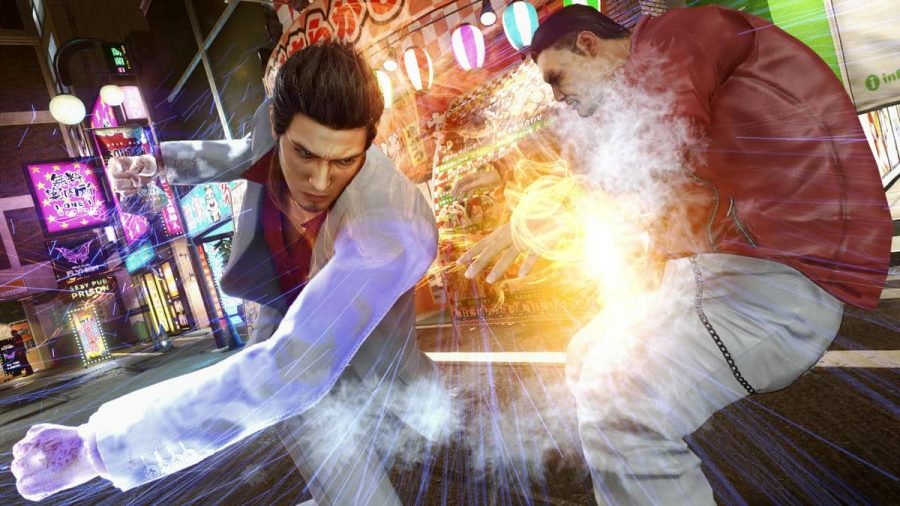 Yakuza Kiwami 2 Kazuma Kiryu punching an enemy