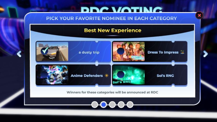Voting for the Best New Experience in 2024 Roblox Innovation rewards