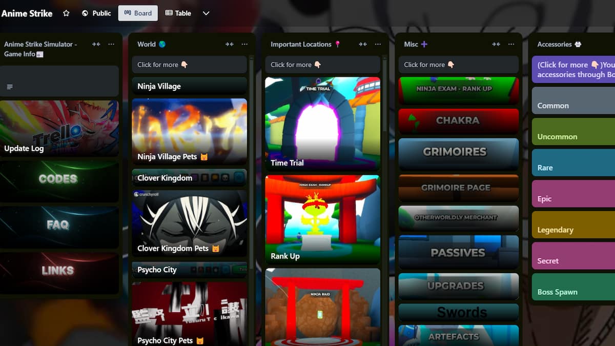 The Anime Strike Simulator Trello Channel
