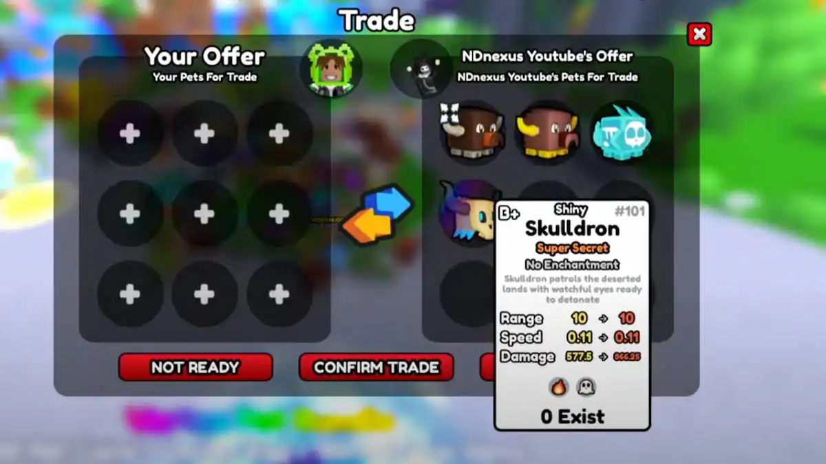 The Trading Window in Roblox Battle Pets TD