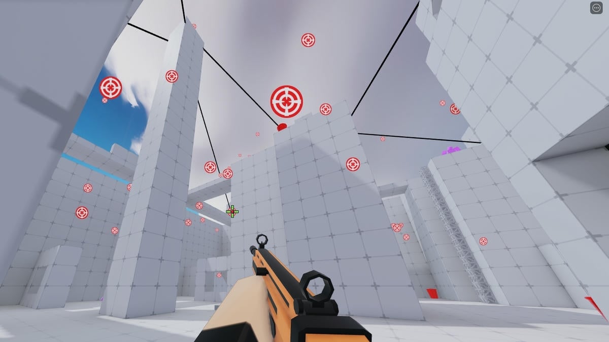 Using the Assault Rifle with the best crosshair settings in Roblox Rivals