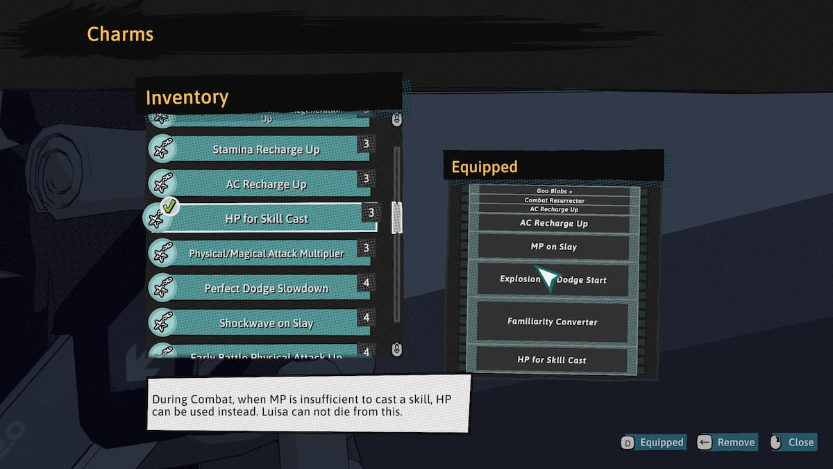 Filling all of the charm slots in Dungeons of Hinterberg