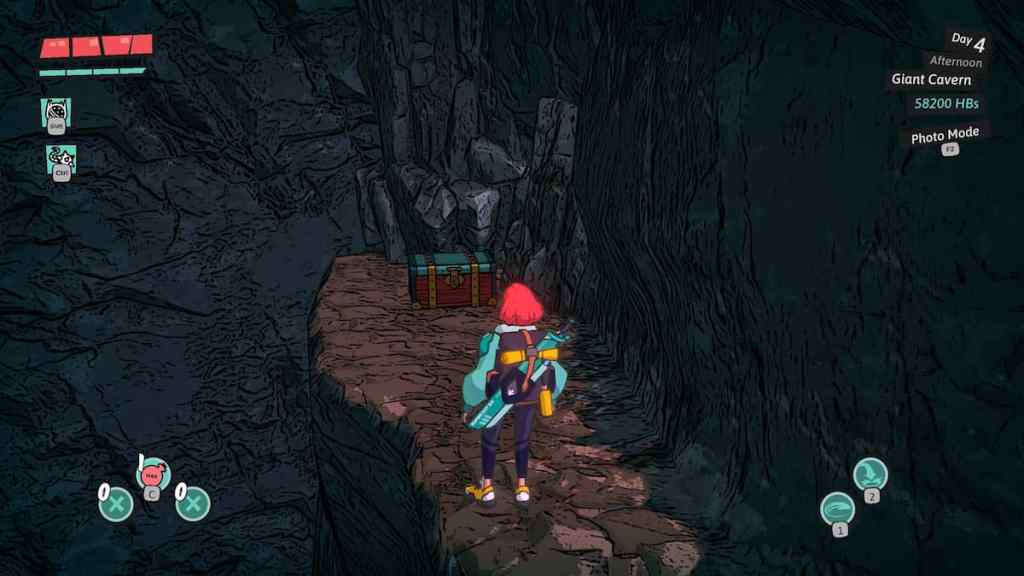 The chest at the end of the Giant Cavern's hidden path in Dungeons of Hinterberg