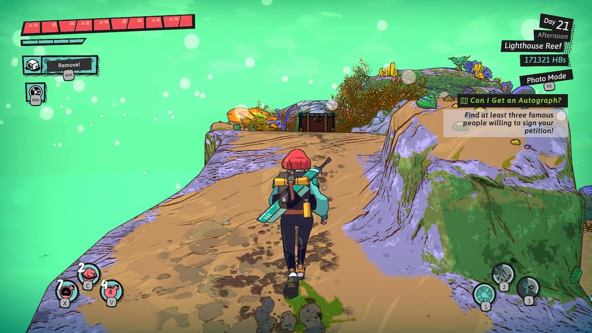 The location of the Lighthouse Reef coin chest in Dungeons of Hinterberg