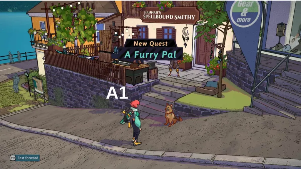 Getting the A Furry Pal quest from Dungeons of Hinterberg's dog