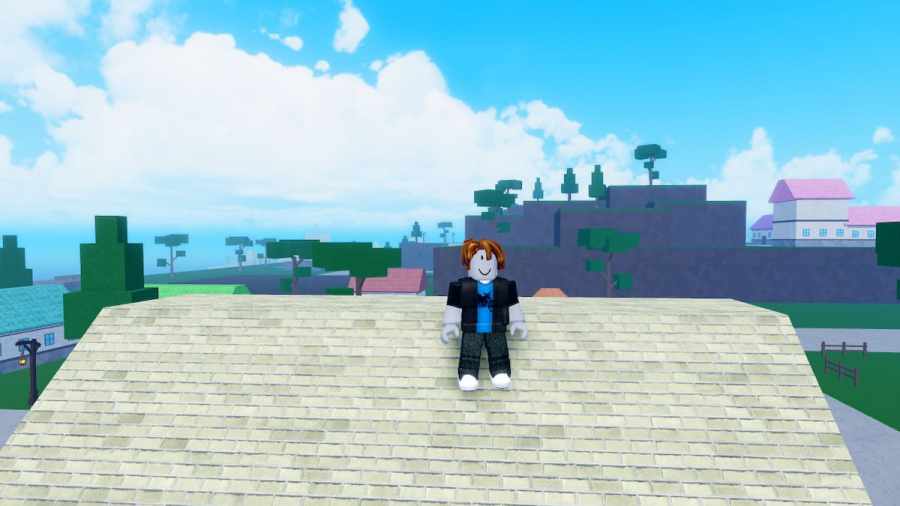 A player standing on building in Meme Sea